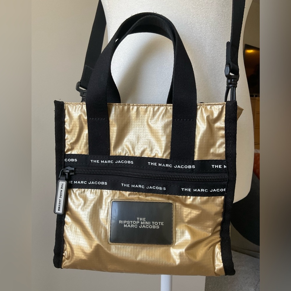 Marc Jacobs Gold Ripstop Mini Tote Bag